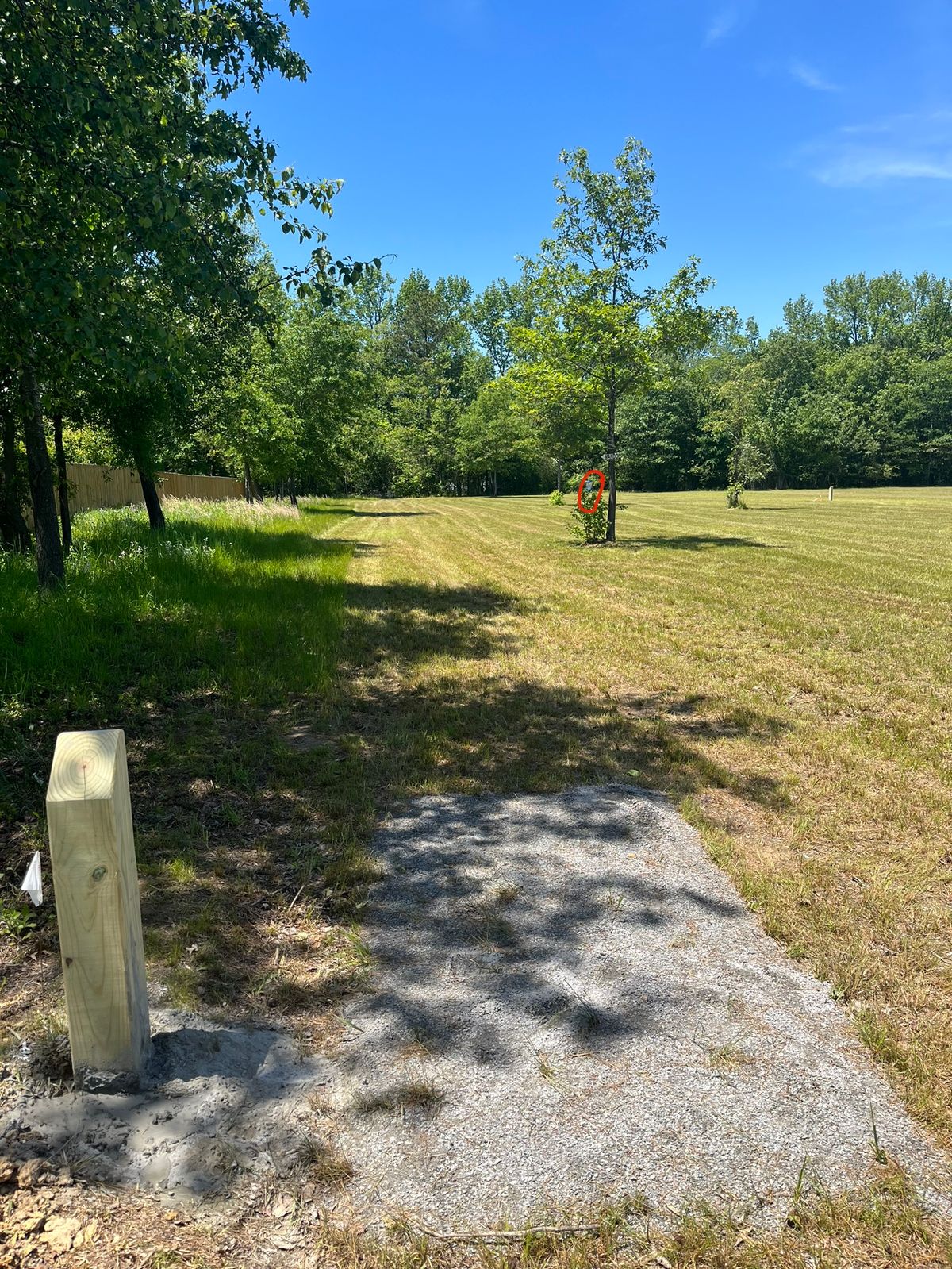 270’ Marked Mando to Left of first tree for player safety