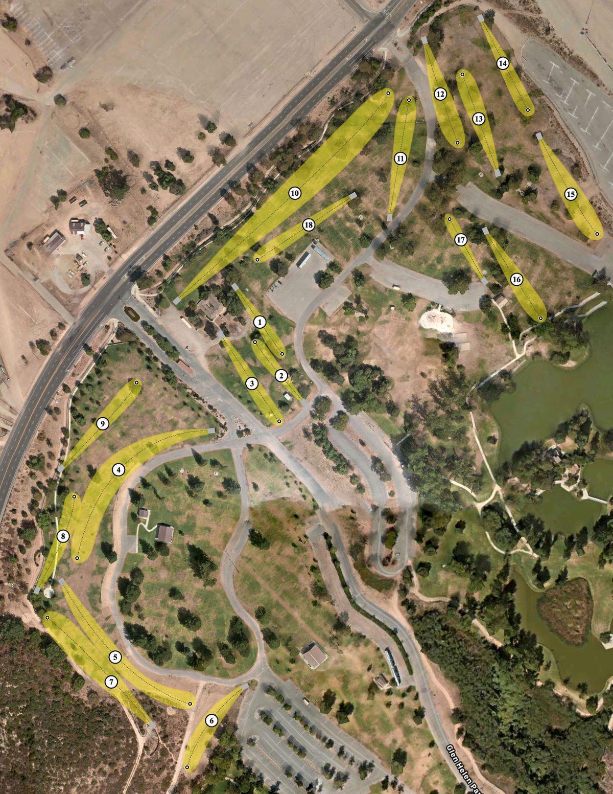 Map of the Glen Helen Disc Golf Course