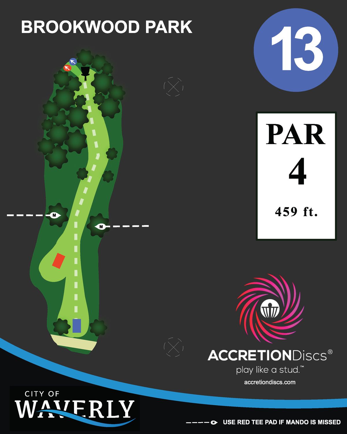 Hole 13 blue teepad sign