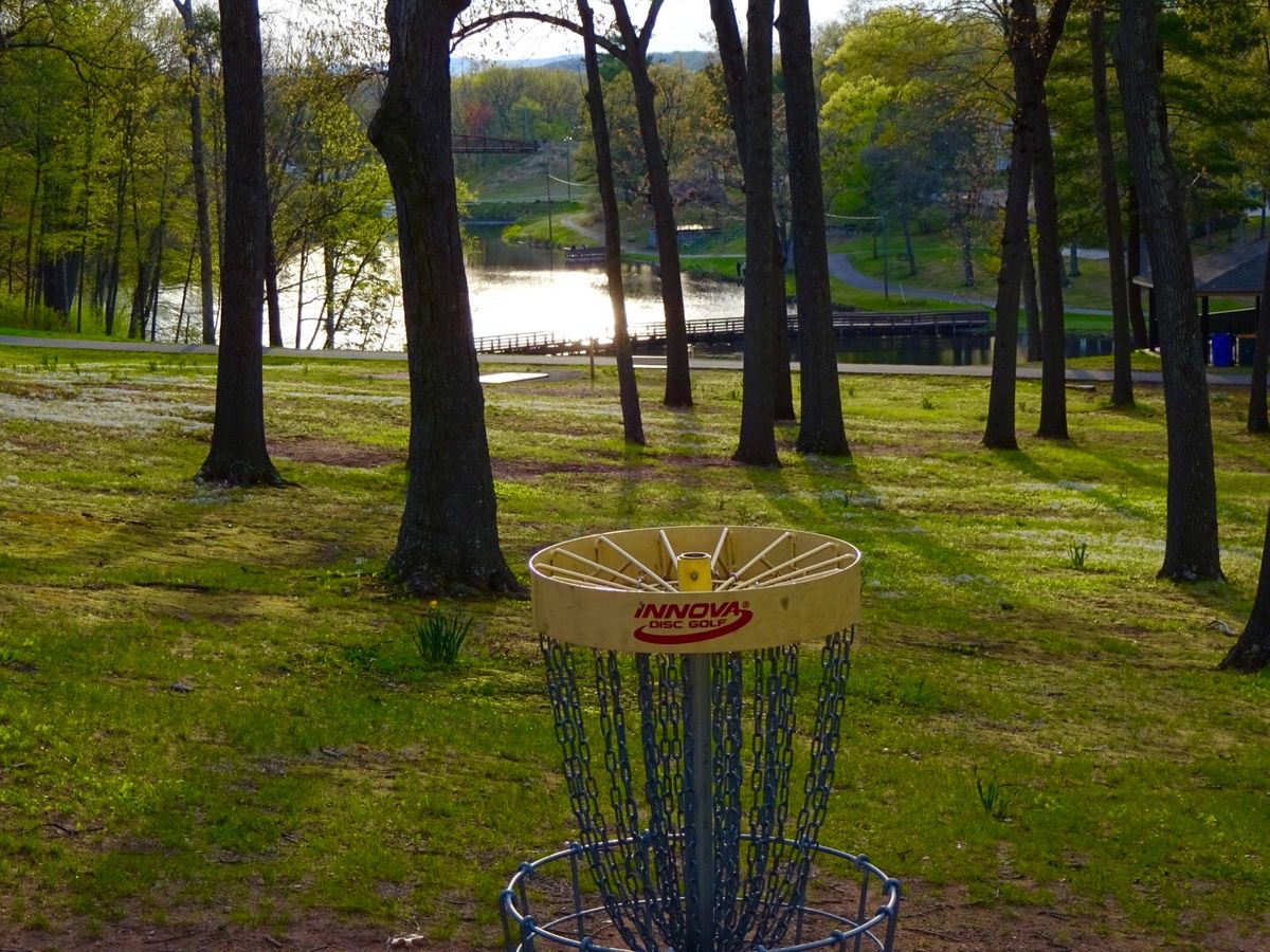 Hole 7A basket looking at 9A tee