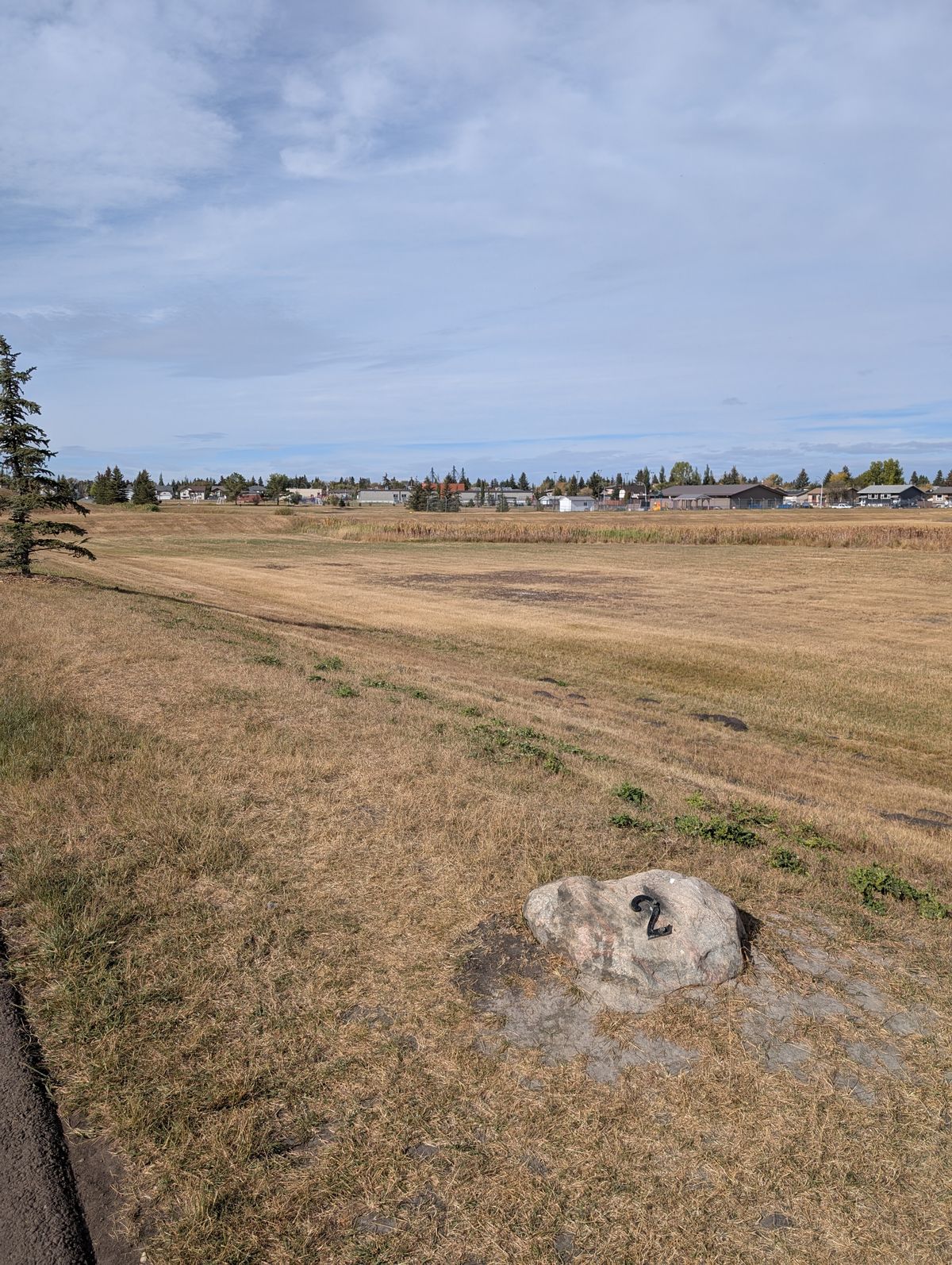 Hole 2. To the right over reeds and down a slight slope.