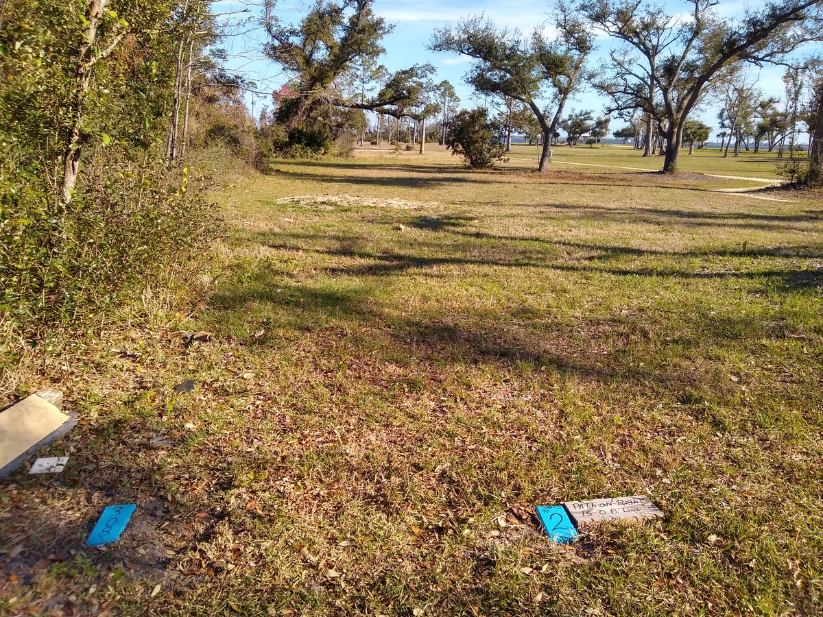 #2, par 3, 308ft. (Walkway on rt is Out of Bounds)