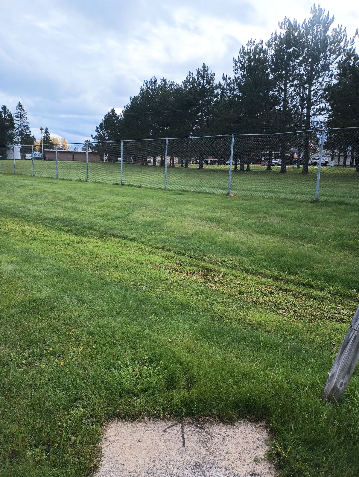 Tee of hole six. The drive is over the fence.