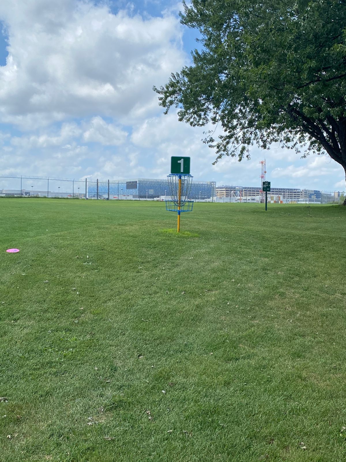 Hole 1, airport runway over the fence. (OB)