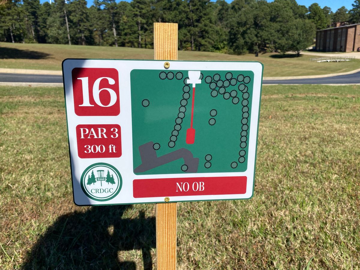 Hole 16 sign (red)