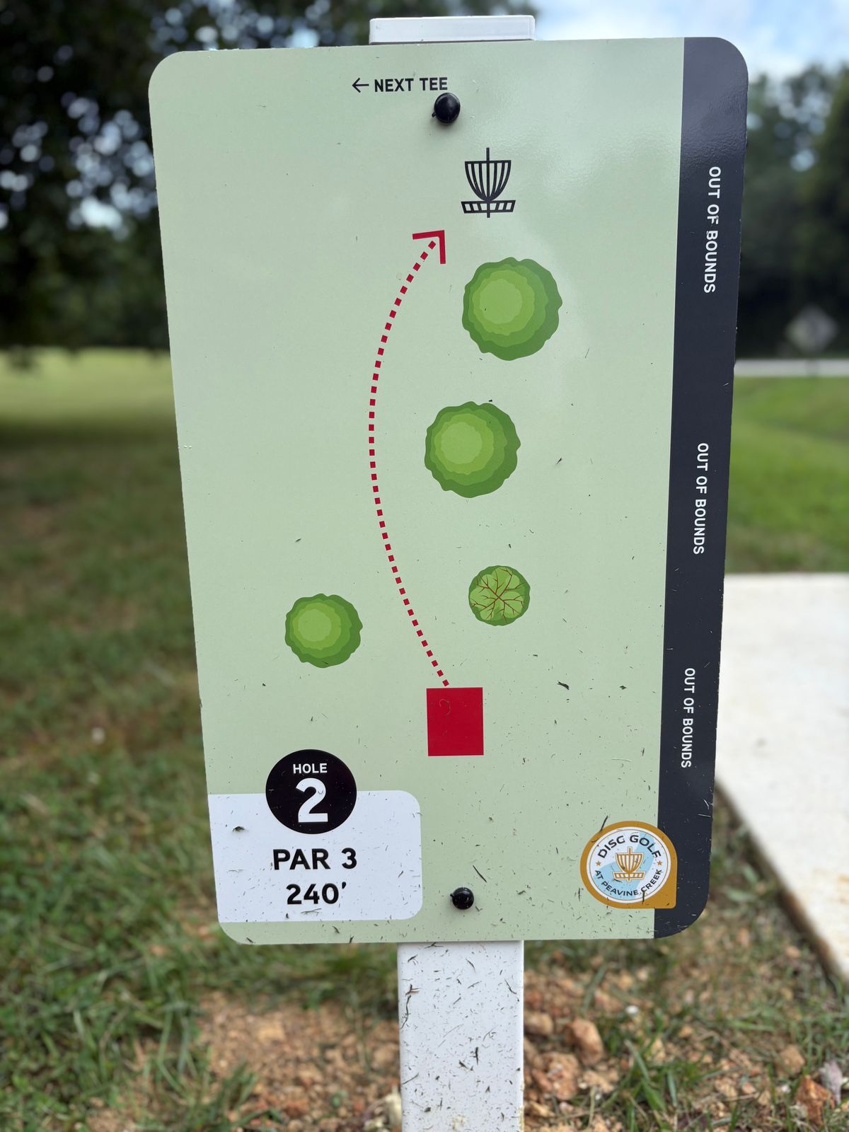 Hole 2 tee sign