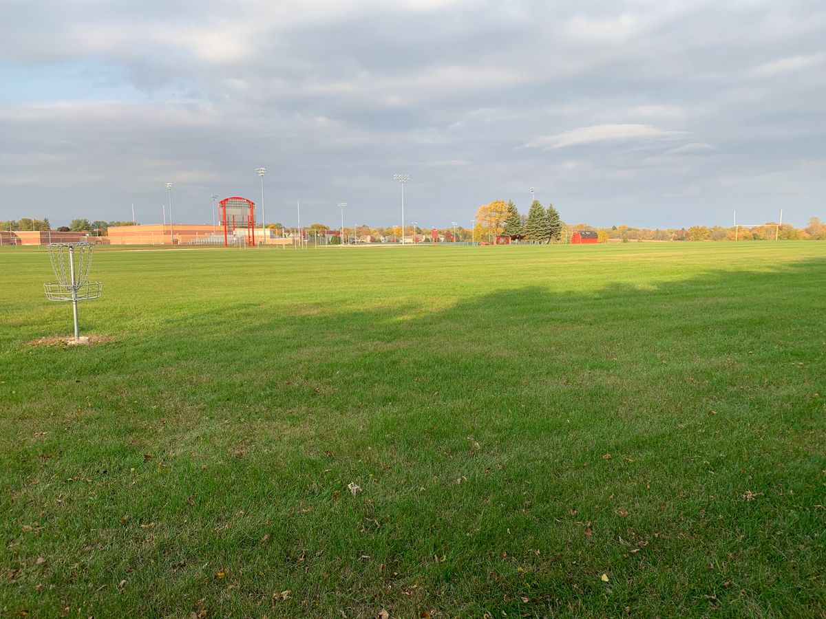 Hole 7 long tee. Looking towards basket. Reference basket 6 to the left