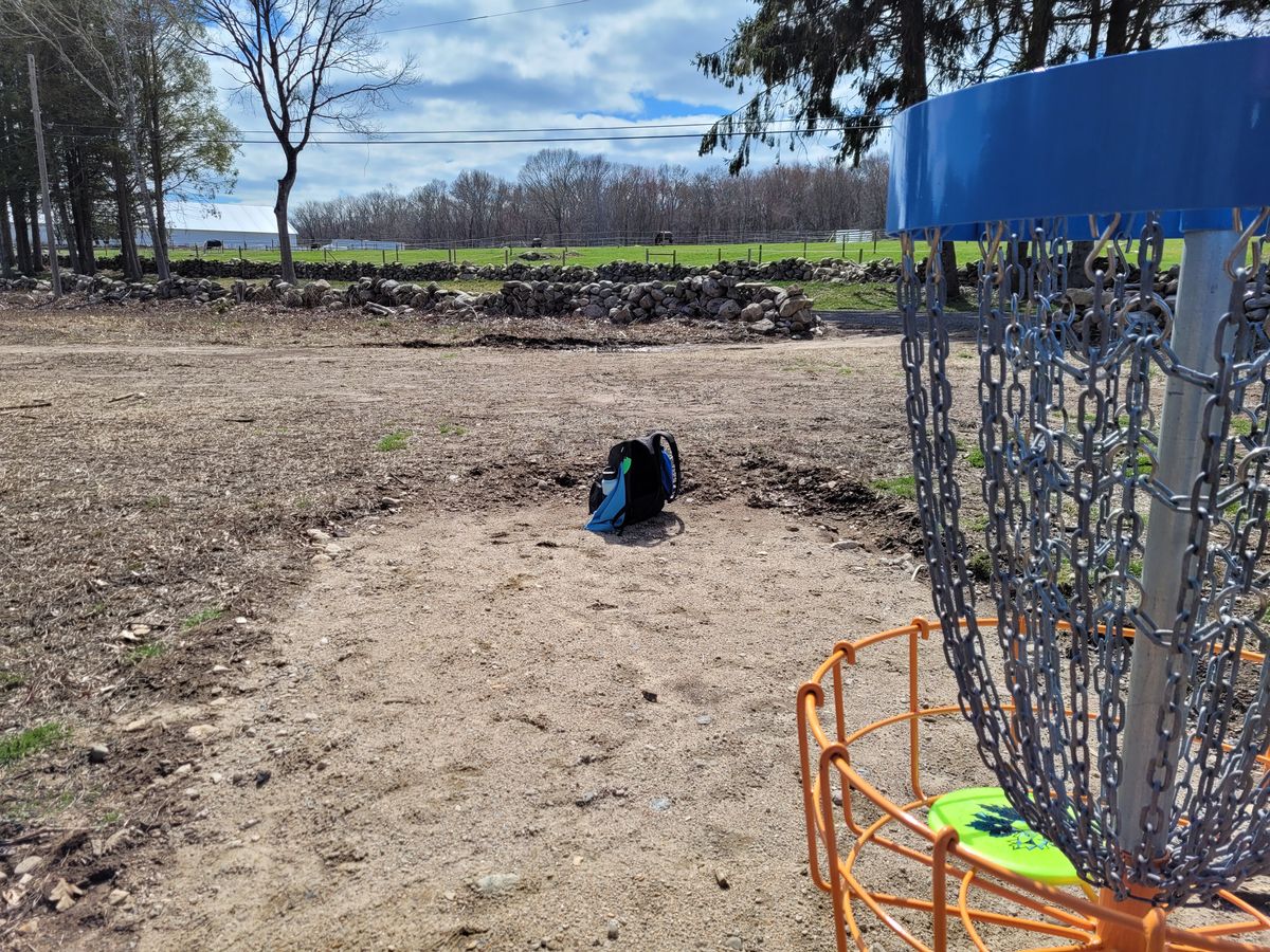 Hole 16's basket, which has a great view of some of the horse pastures.  Very unique scenery!!!