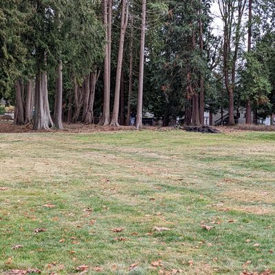 From tee #1 which is the corner of the parking lot.