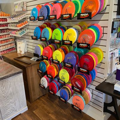 Innova discs and bags. Some cool discs in a fun little country store.