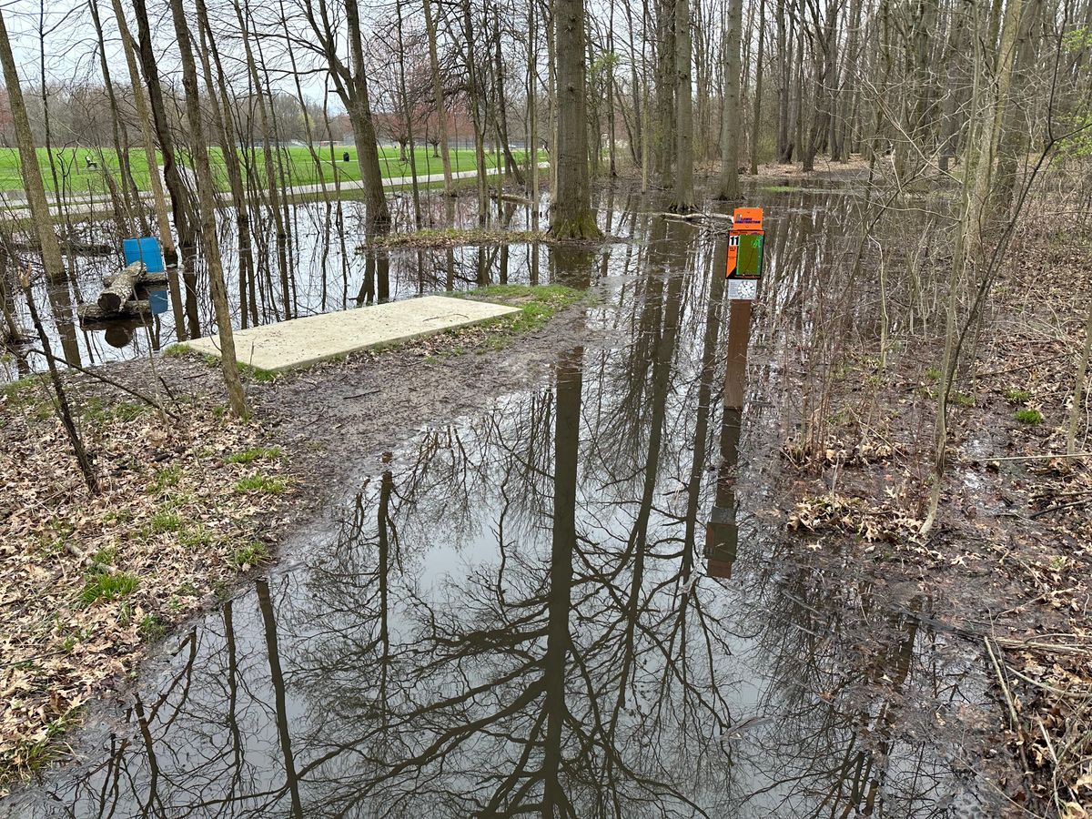 Water was quite deep 6”+. I had to navigate around thru the briars.