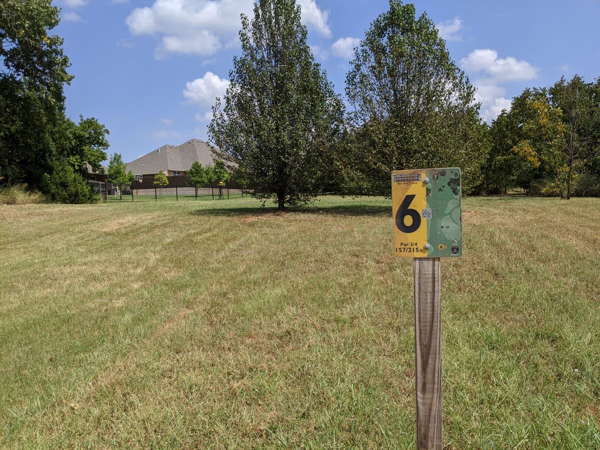 Hole 6 was also short and easy. Get around those two trees and the basket is just past them