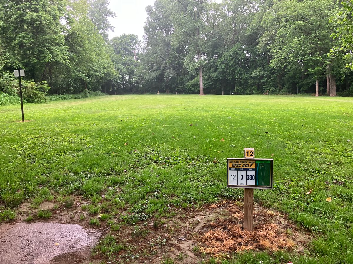 300ft flat shot on hole 12. There is a Mando to go left at that far right tree.