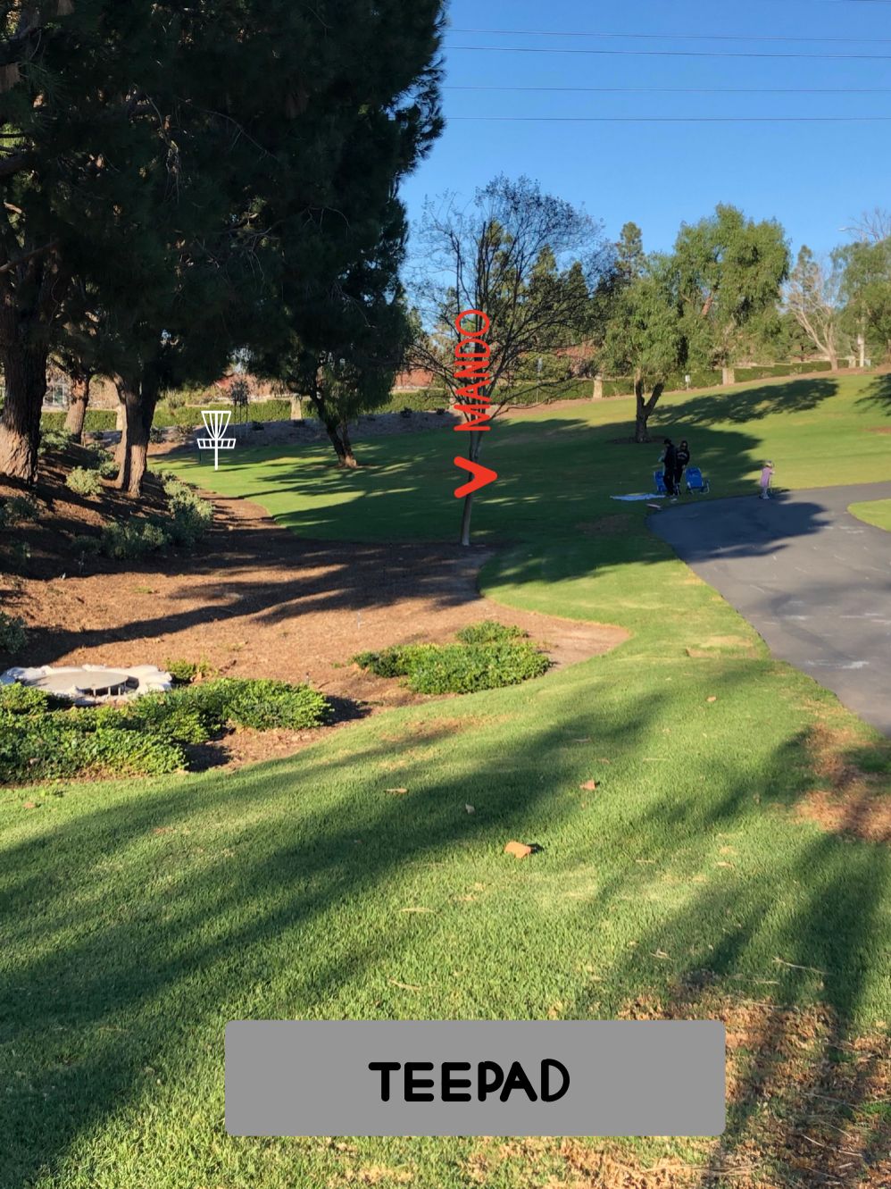 Hole 1: Mando to the right of Tree
