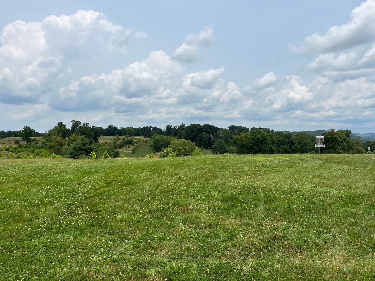 View of practice basket from near the parking lot