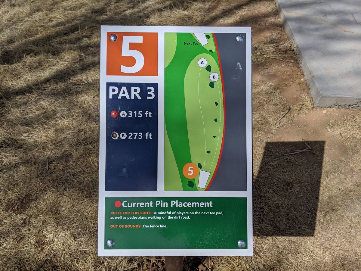 Hole #5's tee sign