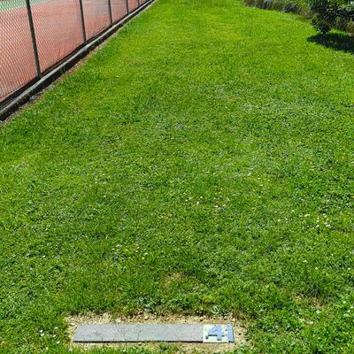 T4 past two tennis courts to Basket B. Please watch out for people playing tennis if your shots tend to rise!