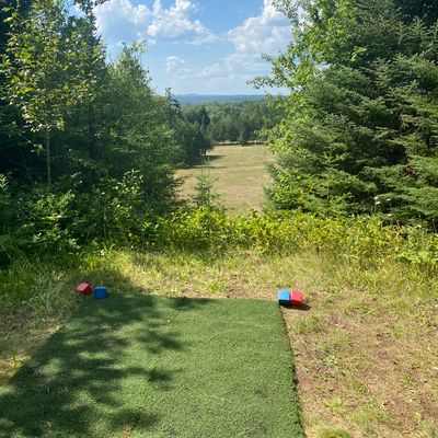 Hole 18. View from tee. Par 4