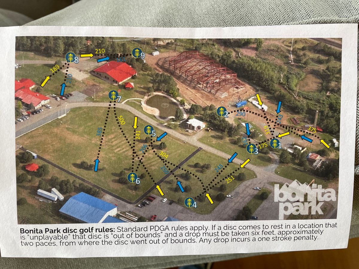 Blue and Yellow course map.