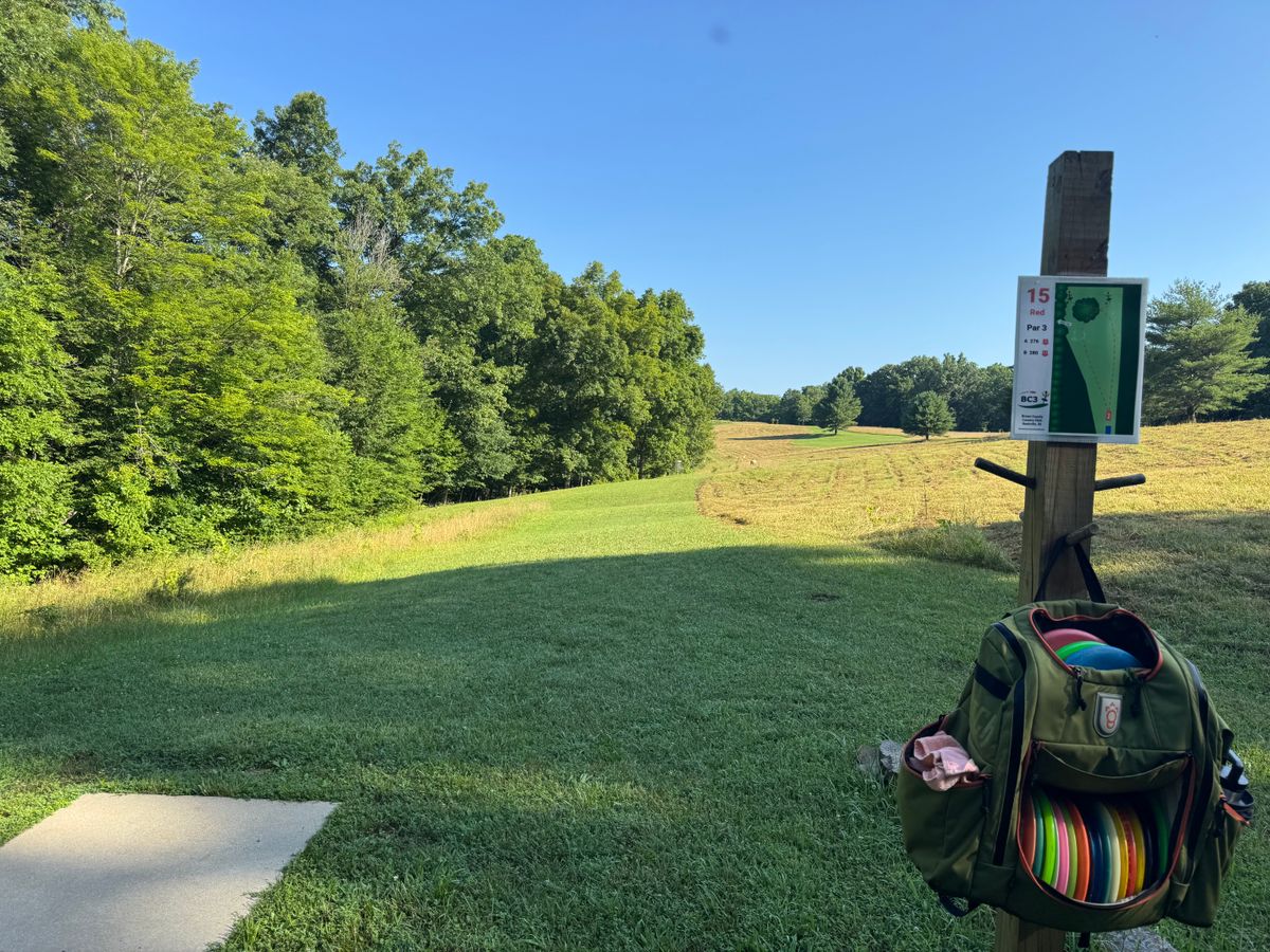 Deceptively steep slope on hole #15 fairway/green!