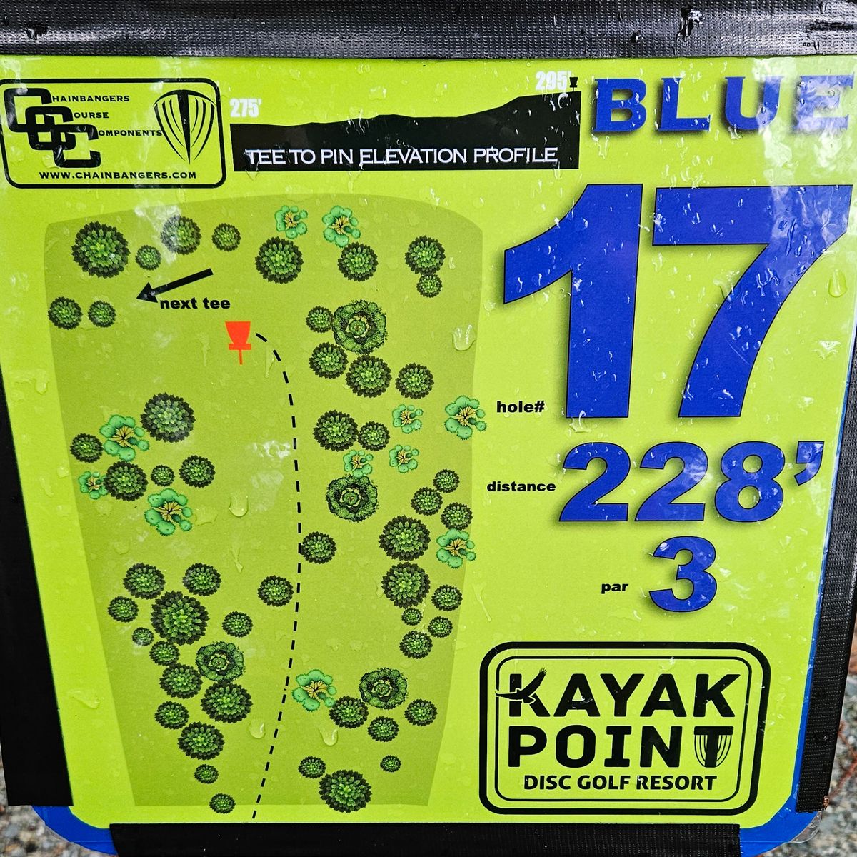 Blue 17 tee sign