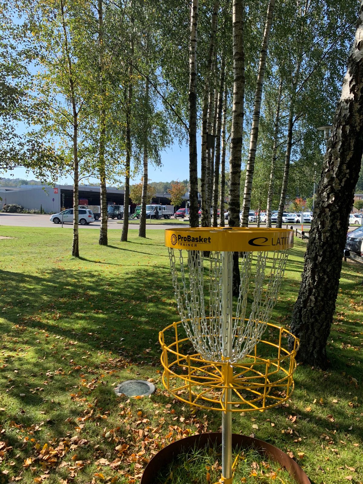 Basket and narrow fairway on hole 1