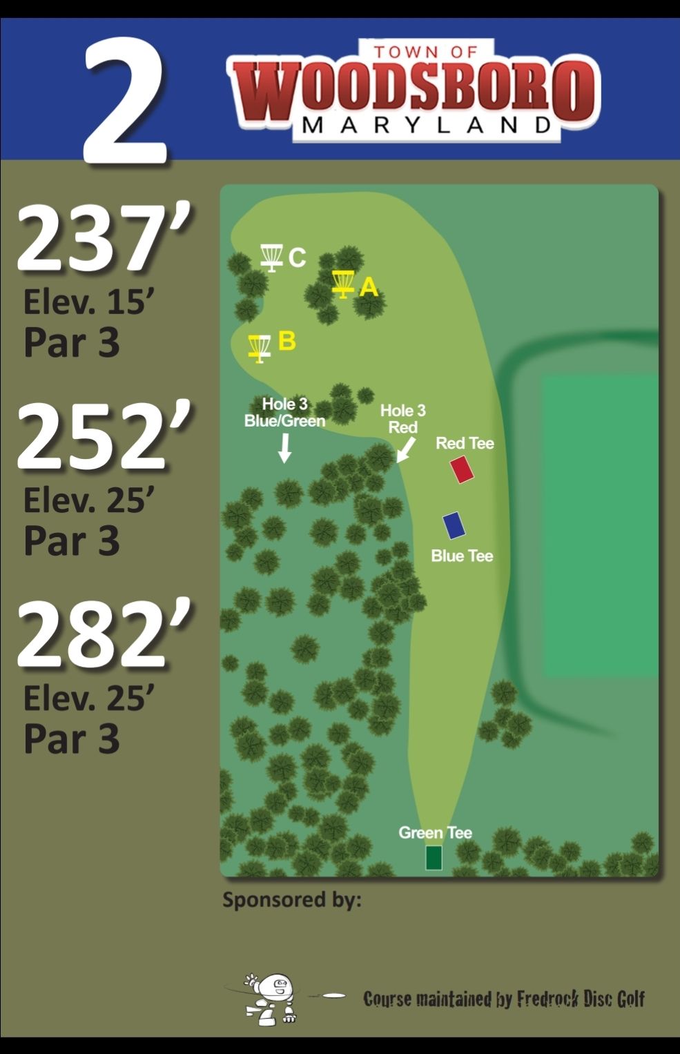 Hole 2 blue tee sign
