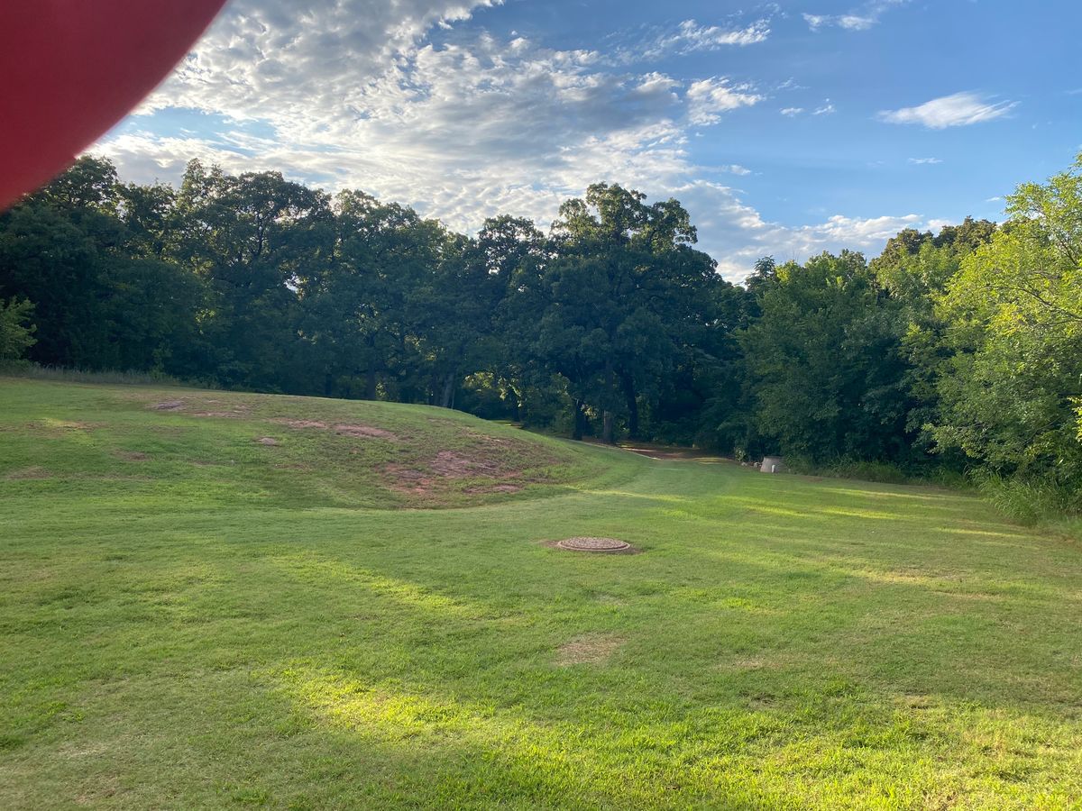 Hole 3 - Drive off the tee needs to stay low to avoid low ceiling midway down the fairway.