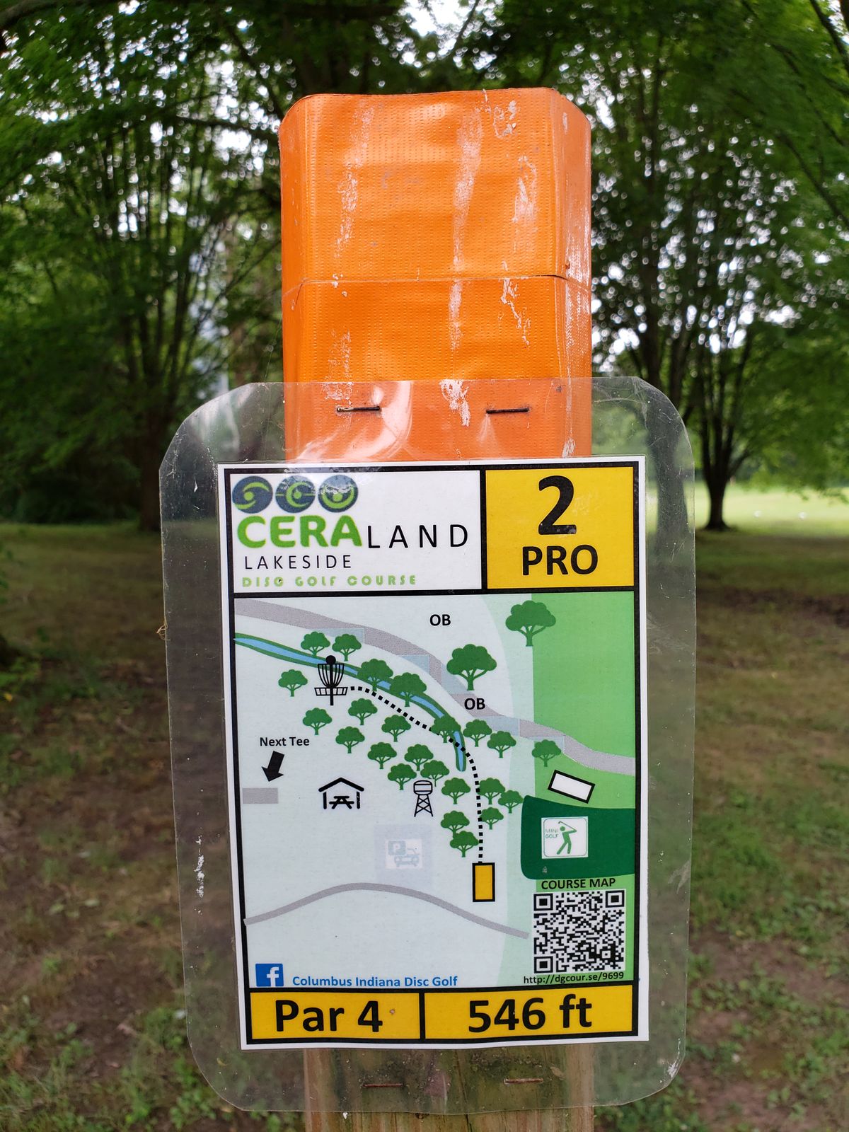 #2 Pro Tee Sign showing Par 4, 546 feet.