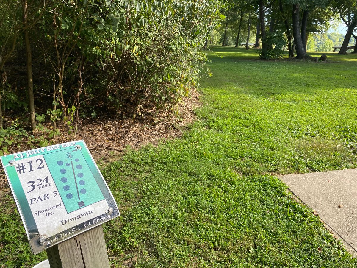 Hole 12, taken 9/4/2023. Many trees here.