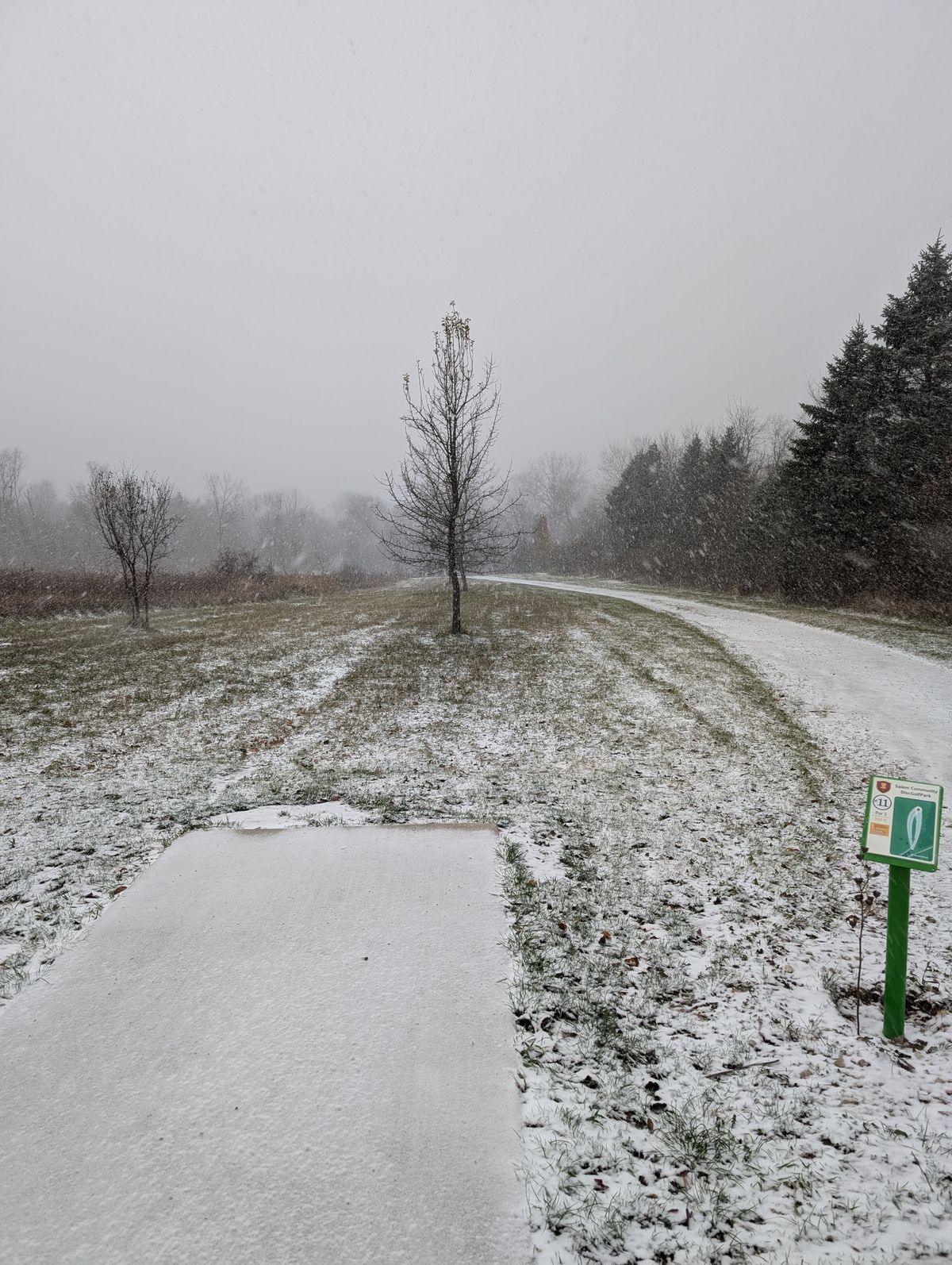 Hole 11 in the snow