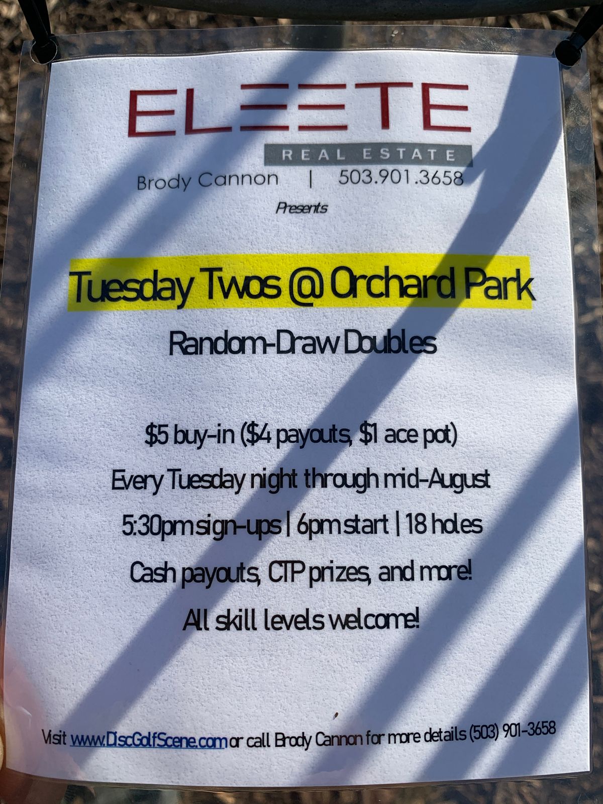 Local tournament Tuesday night’s