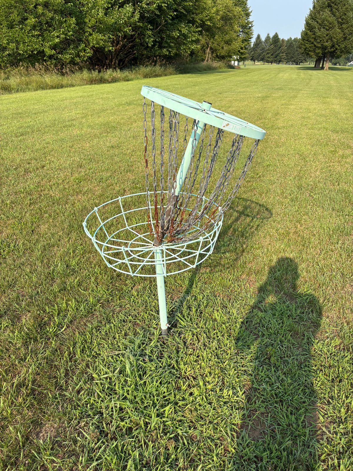 Basket on hole 8. Only played the front 9 but the rest of the baskets were fine, field well maintain