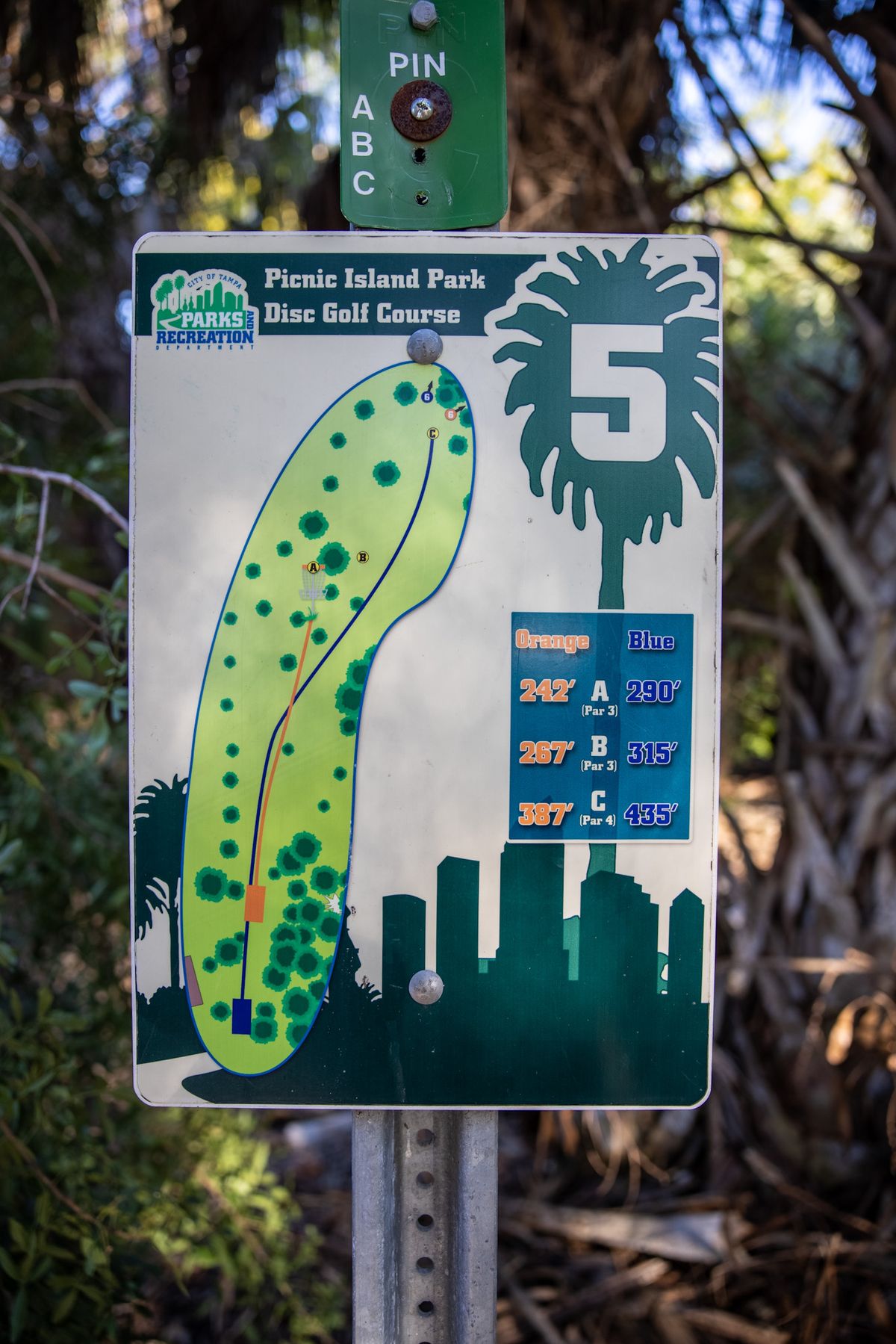 Hole 5 sign.