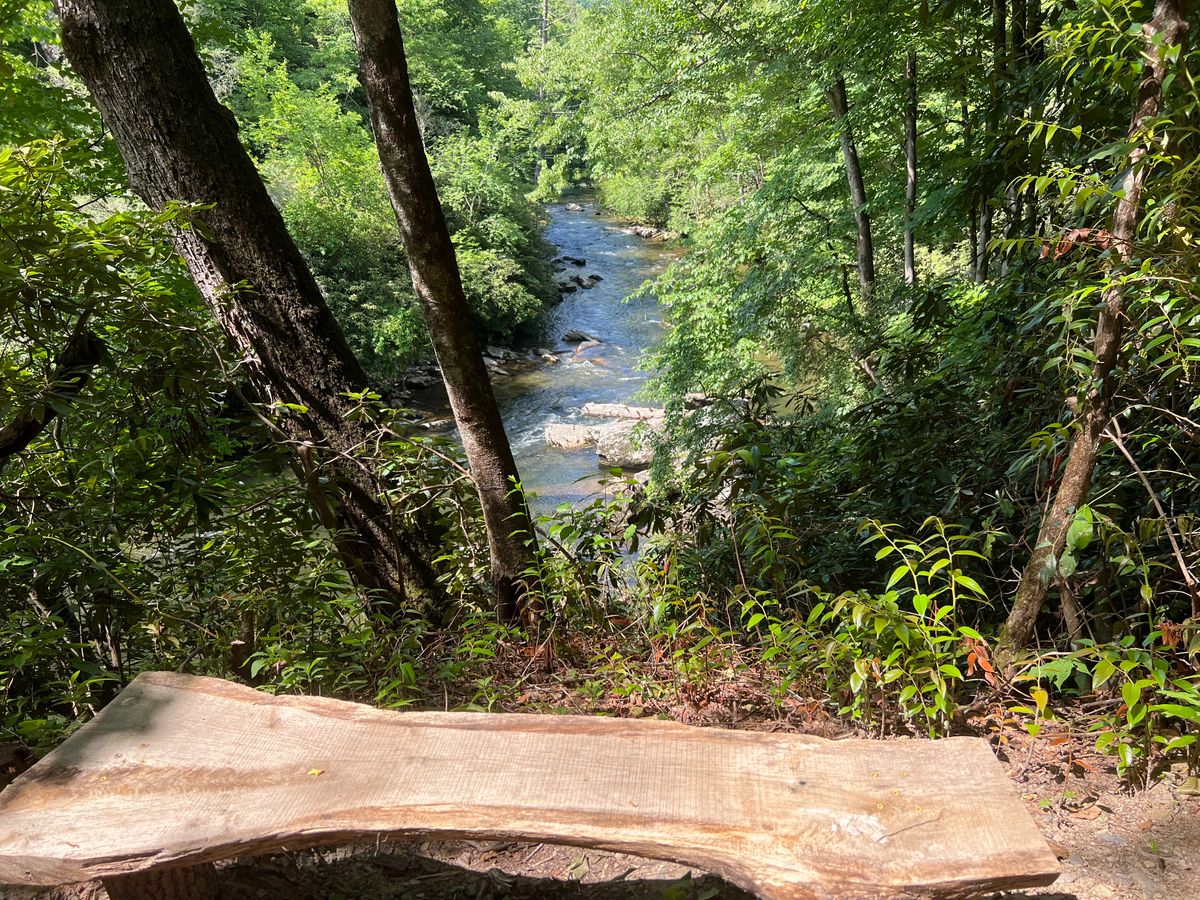 Bench with an awesome lookout as you walk to the first tee pad