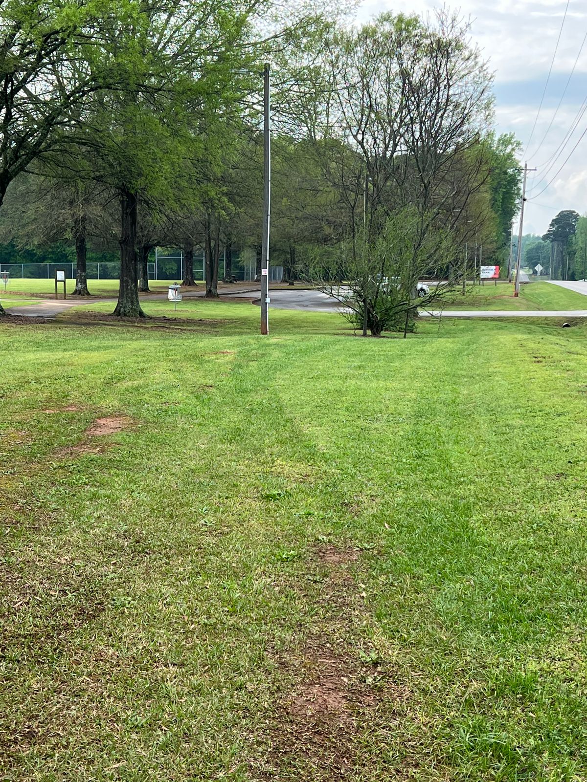 Hole 9 requires a longer drive around a Mando light pole, but has a larger green.