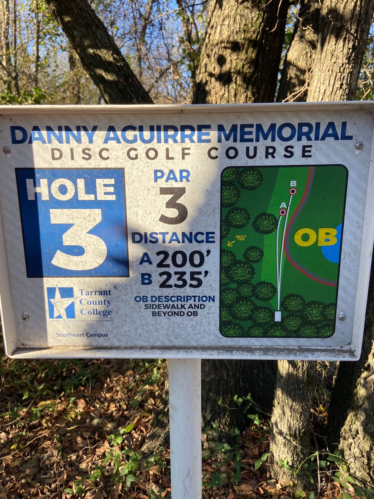 Hole 3 tee sign