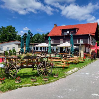 Toilet and restaurant.