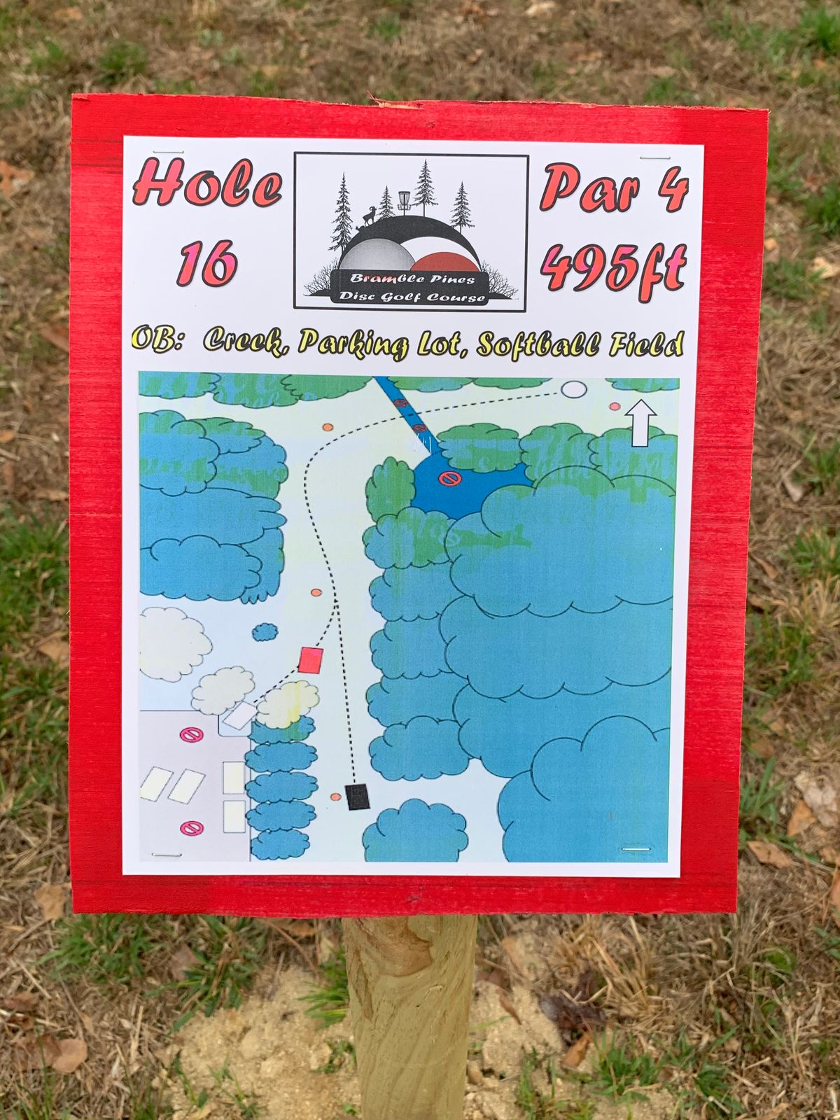 Hole 16 Red Tee Sign