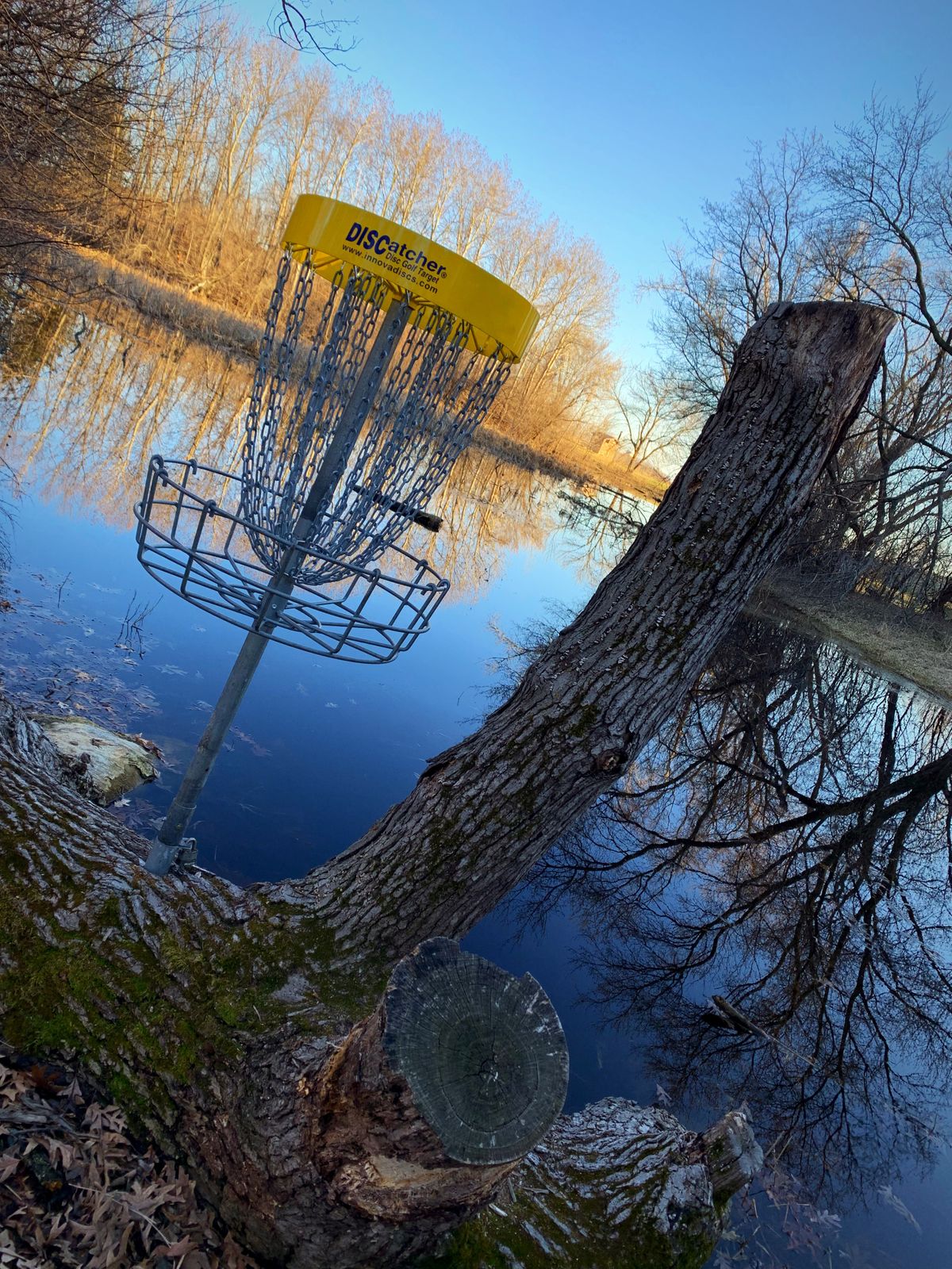 Short (yellow) basket on hole 13.  Occasionally some flooding in the spring.