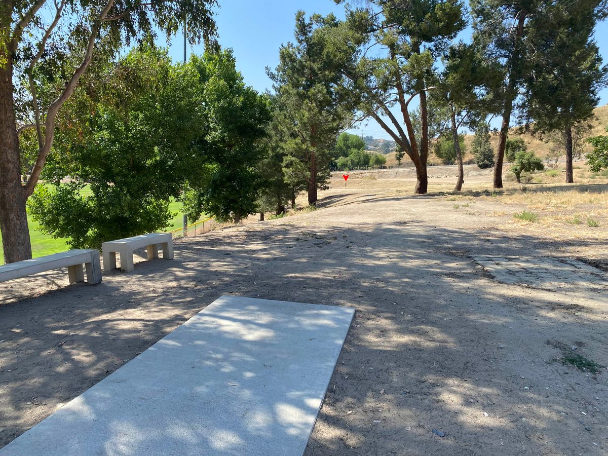 Hole 1, tee pad POV.