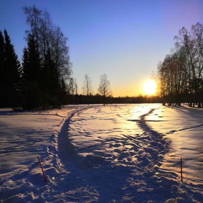 Fairway of 18th hole in the winter.