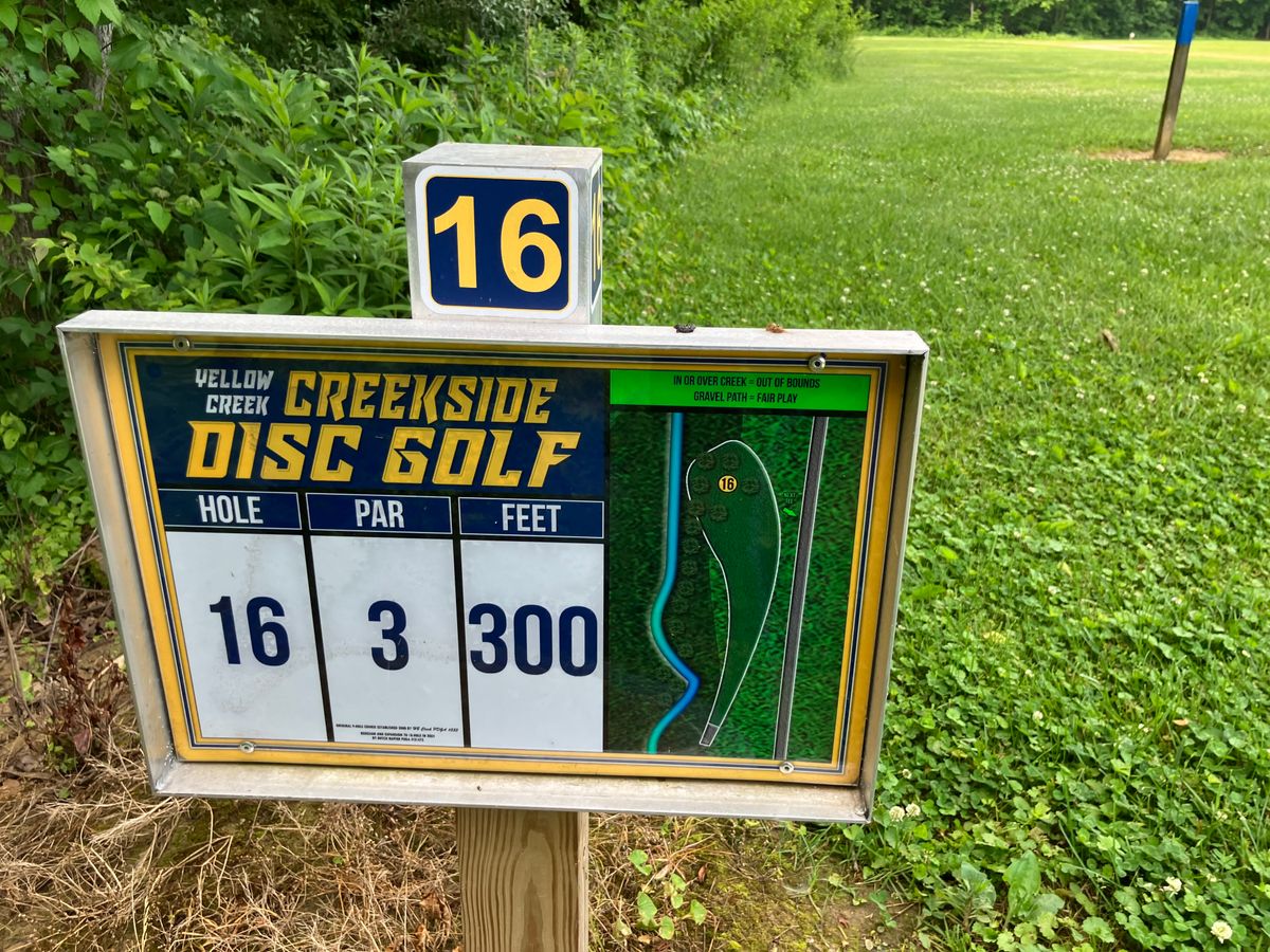 Hole 16 tee sign.