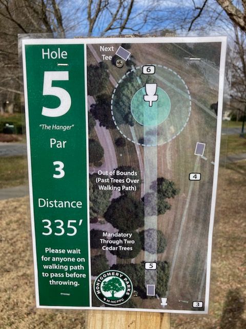 Hole 5 tee sign