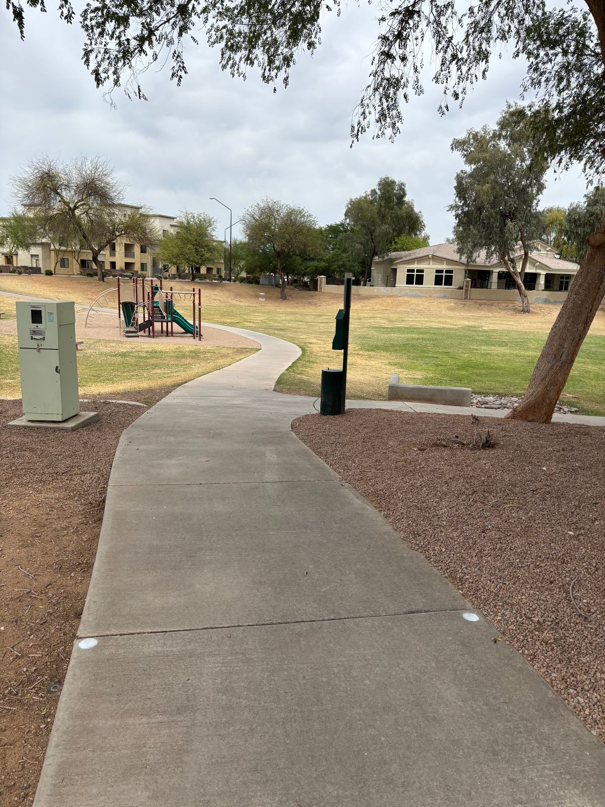 Hole 5- watch for all pedestrians. Sidewalk & beyond OB. Concrete wall & beyond OB.