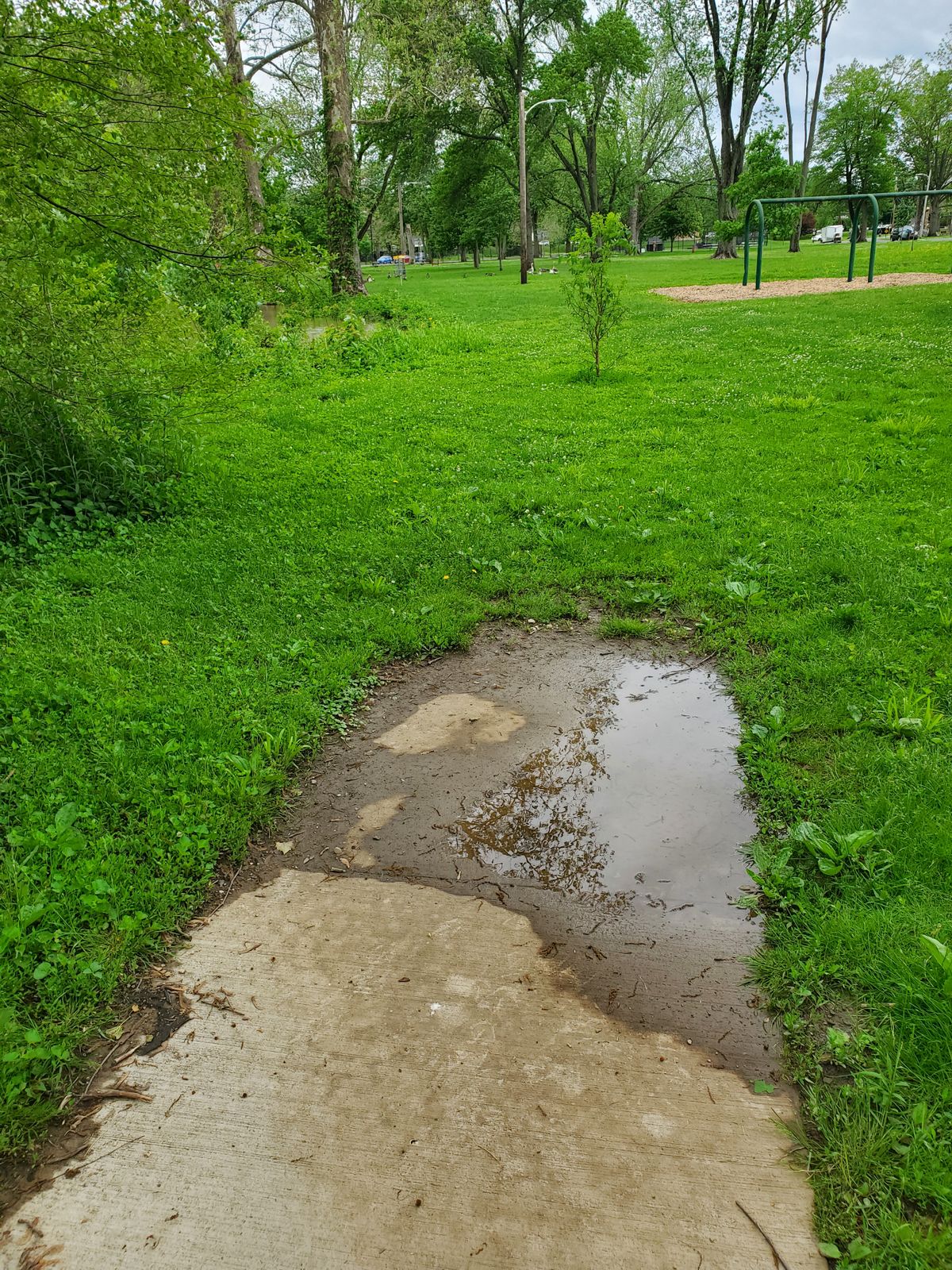 Tee pad 08 half covered in mud.