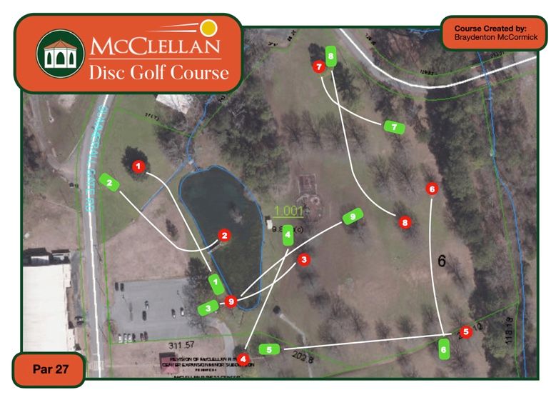 Course designed by: Braydenton McCormick (July 2022) 
Features three water holes (one on an island)