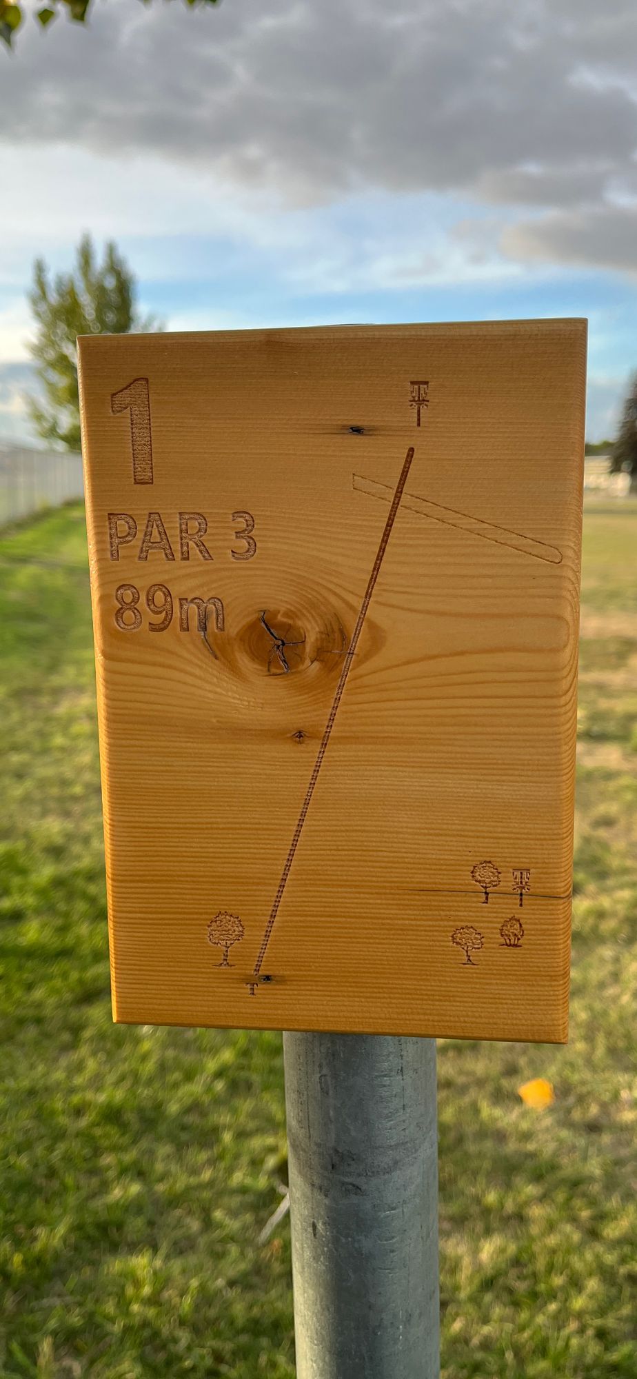 Hole 1 sign.