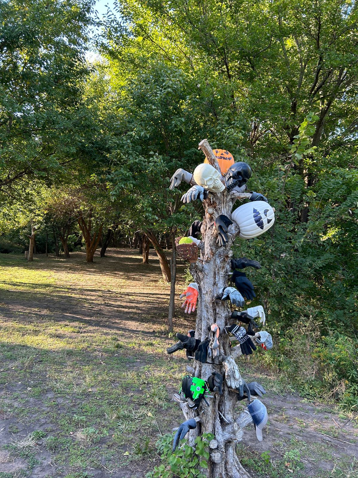 Avoid the glove/Halloween tree on 4’s fairway to get a good drive and the tough birdie