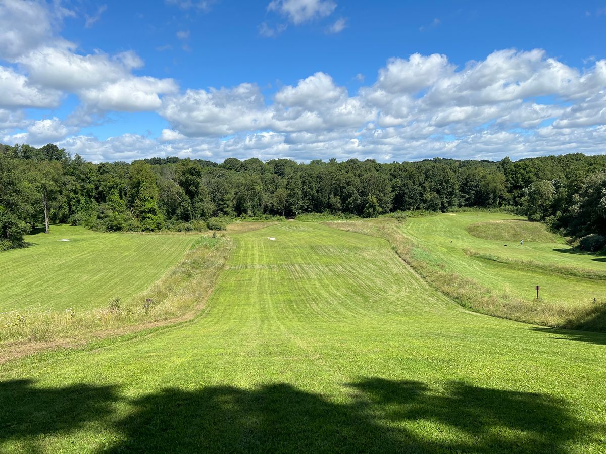 View from the top of the hill on 14. 3 to the right and 15 to the left